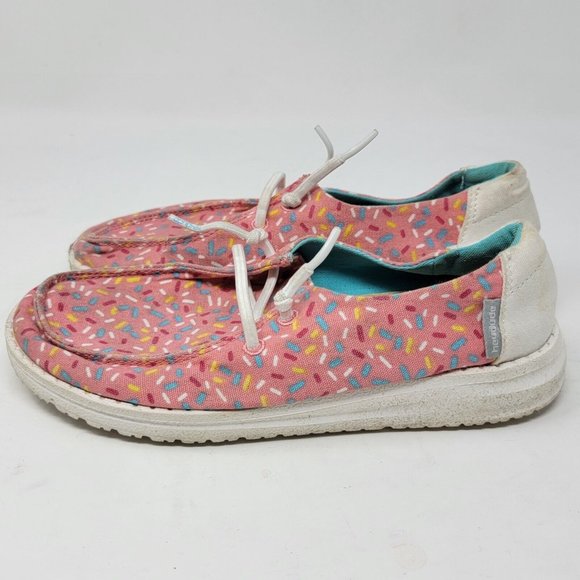 Hey Dude Youth 2 / Women's 3 Wendy Youth Pink‎ Sprinkles Slip On Girls Shoes - Picture 2 of 6
